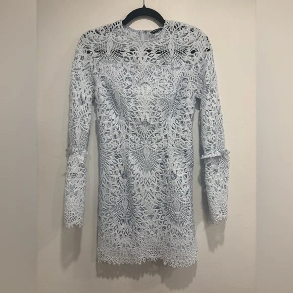 Marciano Light Blue Lace Long Sleeve Dress - Picture 4 of 16